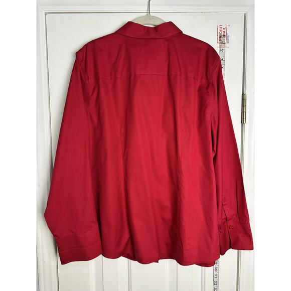 Chicos Womens Shirt 3 XL Red Button Up No Iron Long Sleeve Career Easy Work - Picture 7 of 9
